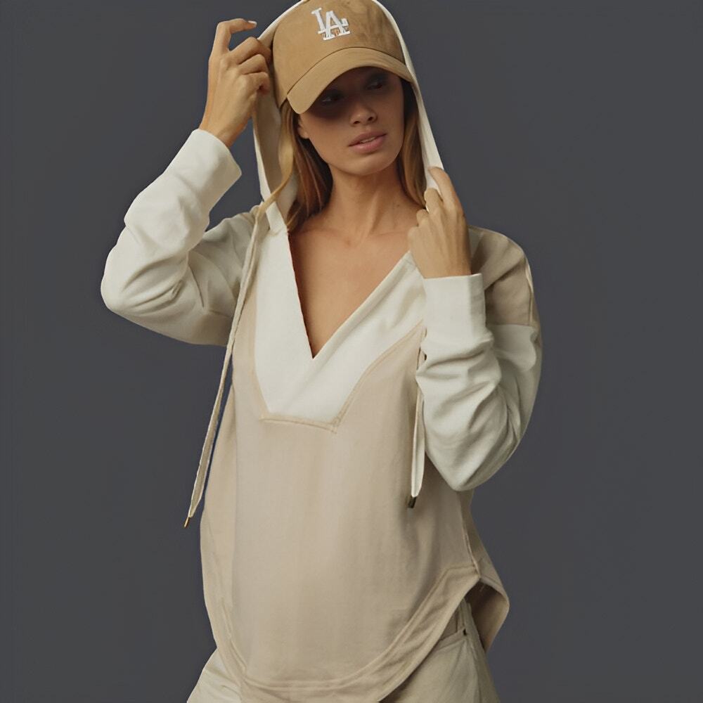 Pilcro Anthropologie Wharfside Hooded Sweatshirt Hoodie Tan Cream Size XS